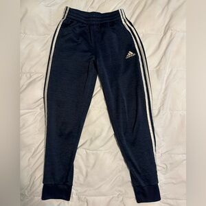 Adidas Boy Size M 10-12 Dark Navy Heather and White Joggers w/ Pockets